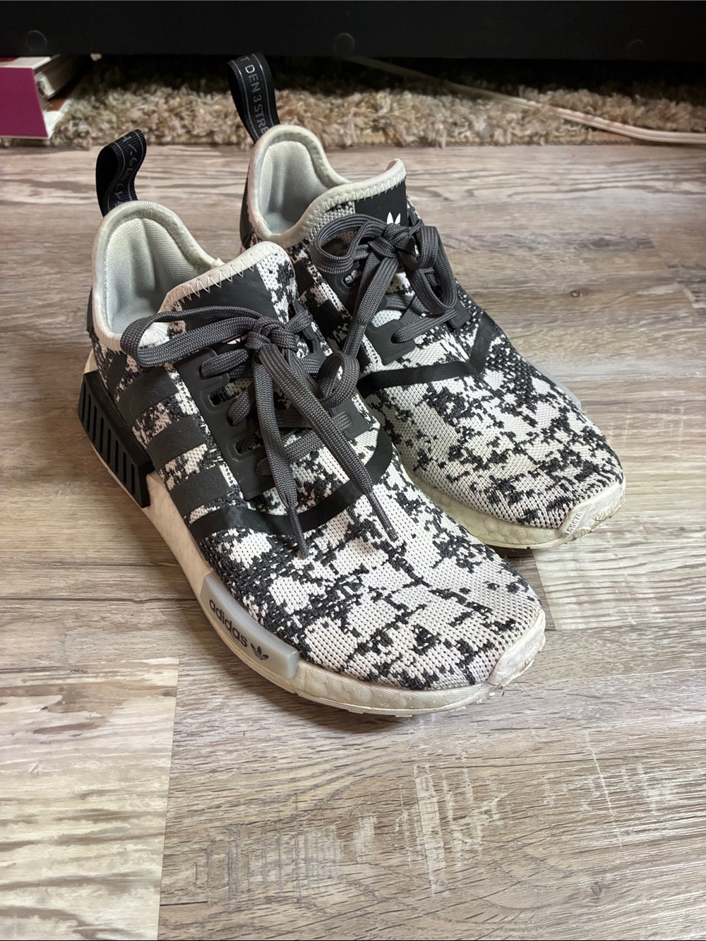 Adidas UltraboostxParley Black & White Pattern Knit Runner Sneakers